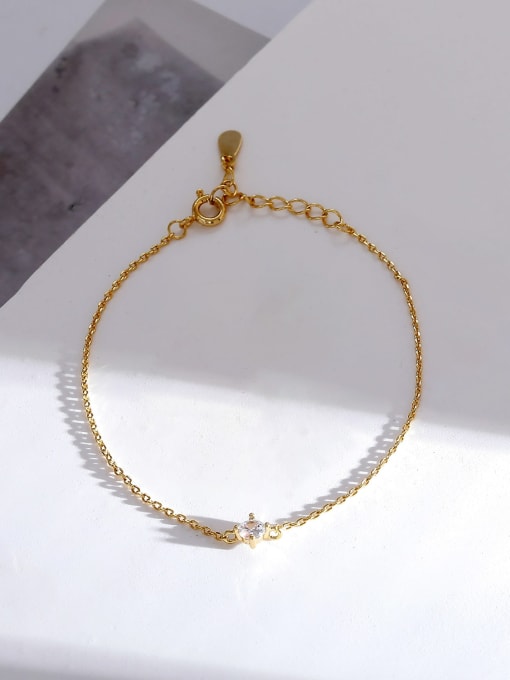 gold electrophoresis [bracelet] Brass Cubic Zirconia Geometric Minimalist Link Bracelet